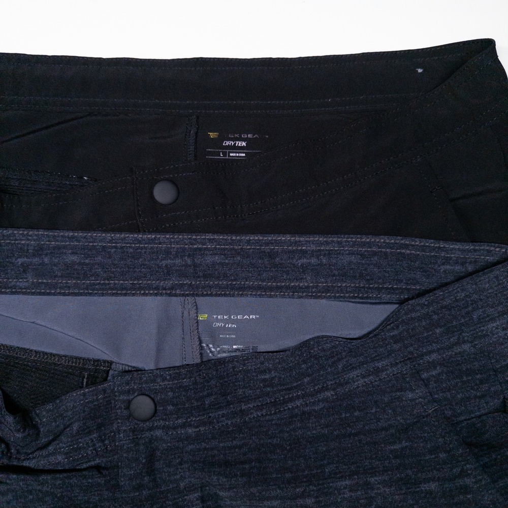 Tek Gear Mens DryTek Shorts Large Black Charcoal 2 Pack Performance Stretch Golf